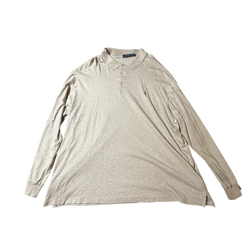 Polo Ralph Lauren Mens 3XLT Tall Beige/cream Long Sleeve Polo Shirt - Picture 1 of 3